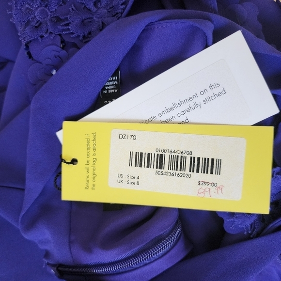 Karen Millen Purple Floral Applique Mini Dress Event Cocktail Party Wedding Gues - Picture 13 of 13